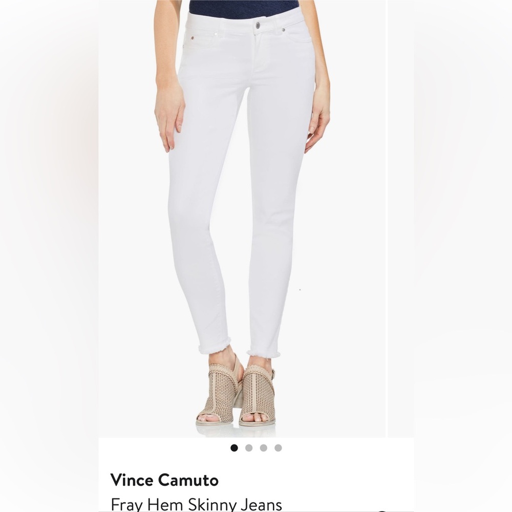 Vince Camuto Women's Fray Hem White Skinny Jeans